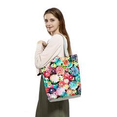 Colorful Floral Print Handbags Women Shoulder Bags Travel Tote Shopping Bag
