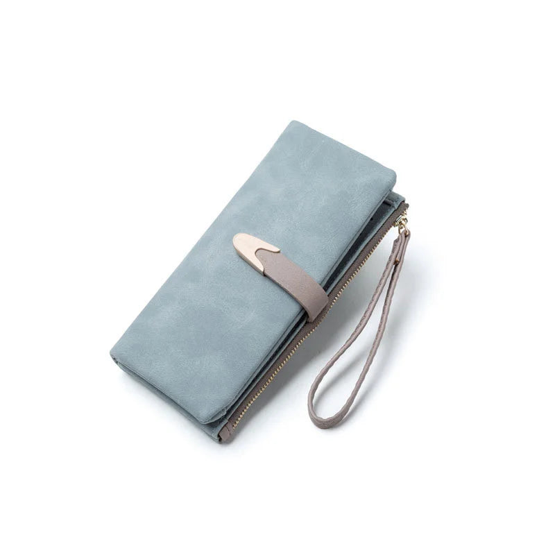 Women's Leisure Buckle Long Pu Wallet Wrist Band