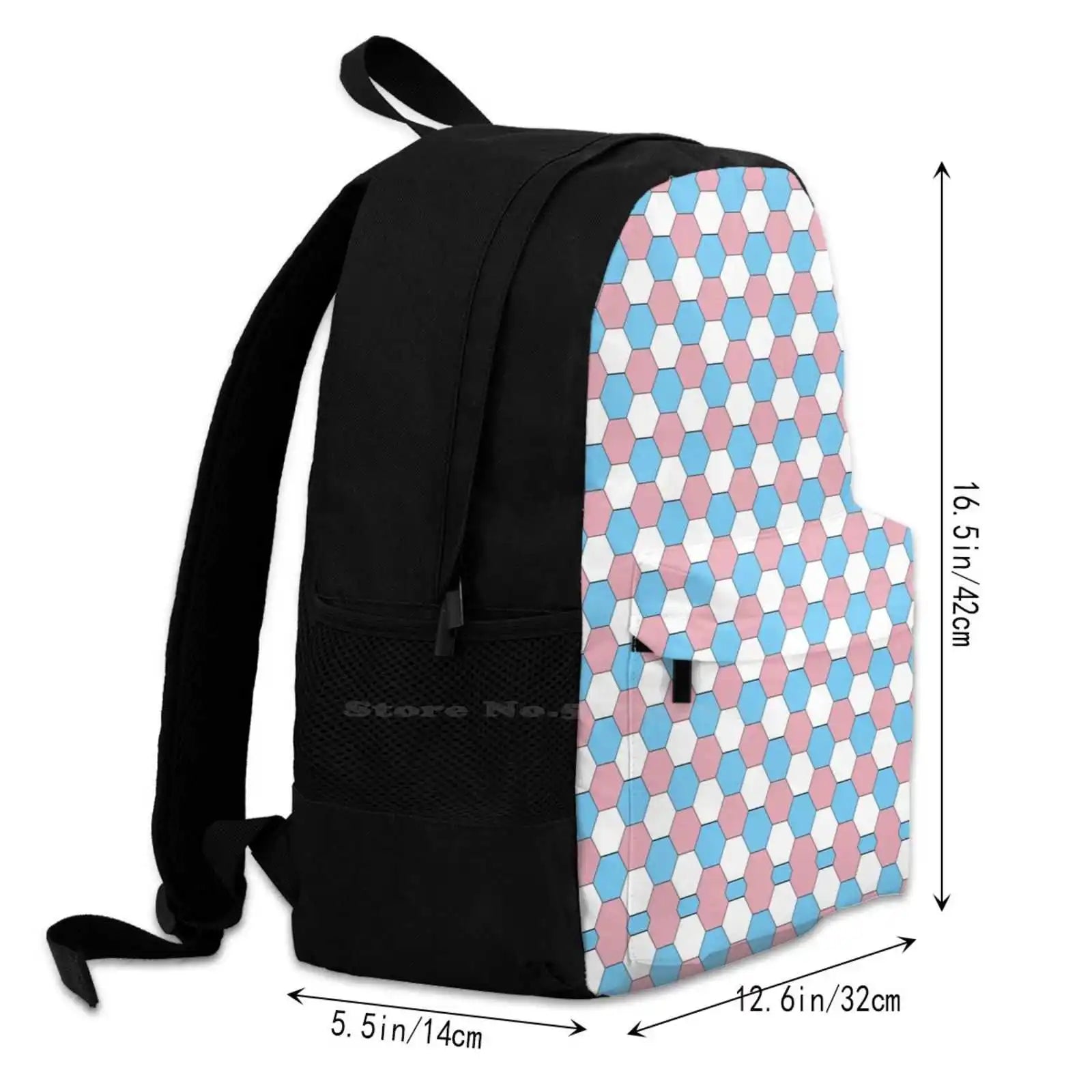 Pride Hexagon Print Large Capacity Backpack Laptop Travel Bags