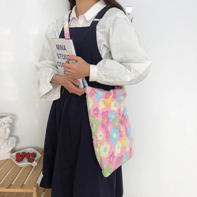 Women's Plush Shoulder Bag Large Capacity Winter Warm Fluffy