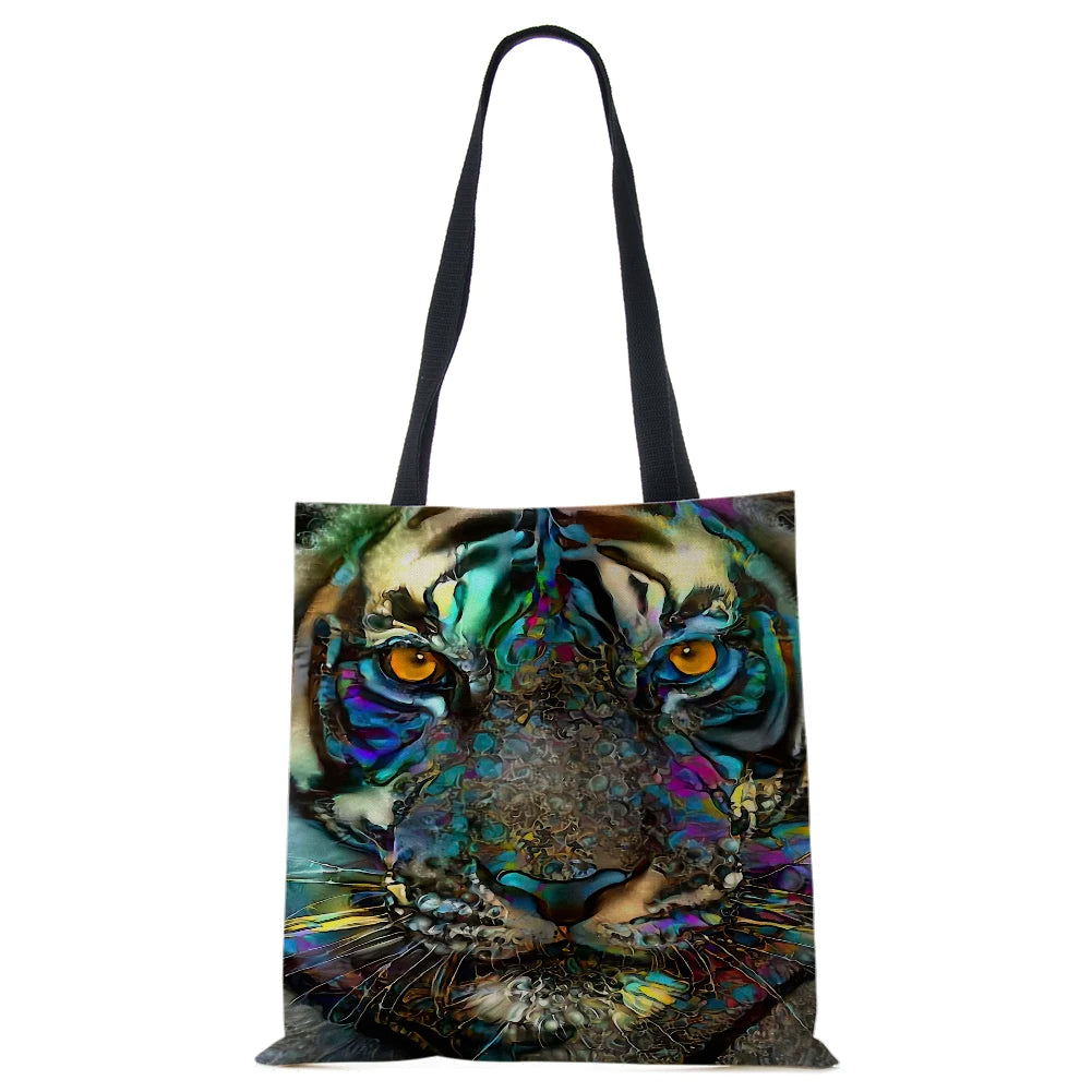 Leopard Owl Canvas Tote Shoulder Bag