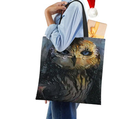 Leopard Owl Canvas Tote Shoulder Bag