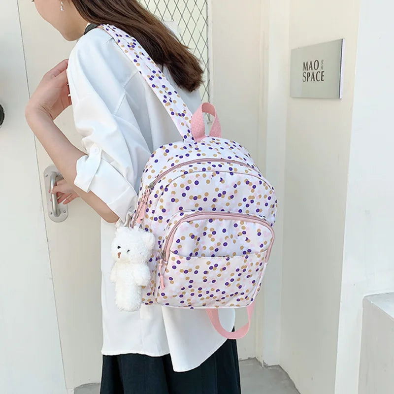 Nylon School Backpack for Girls Teen College Rucksack Pack
