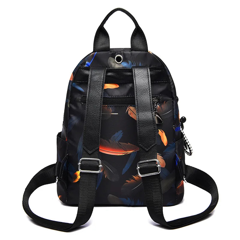 Women Backpack Girls School Bags Waterproof Feather Butterfly Travel