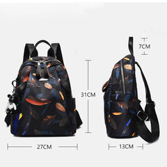 Waterproof Women Backpack Feather Butterfly Travel School Bags