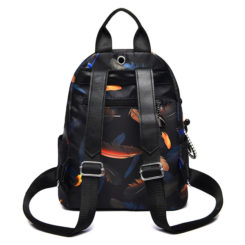 Waterproof Women Backpack Feather Butterfly Travel School Bags