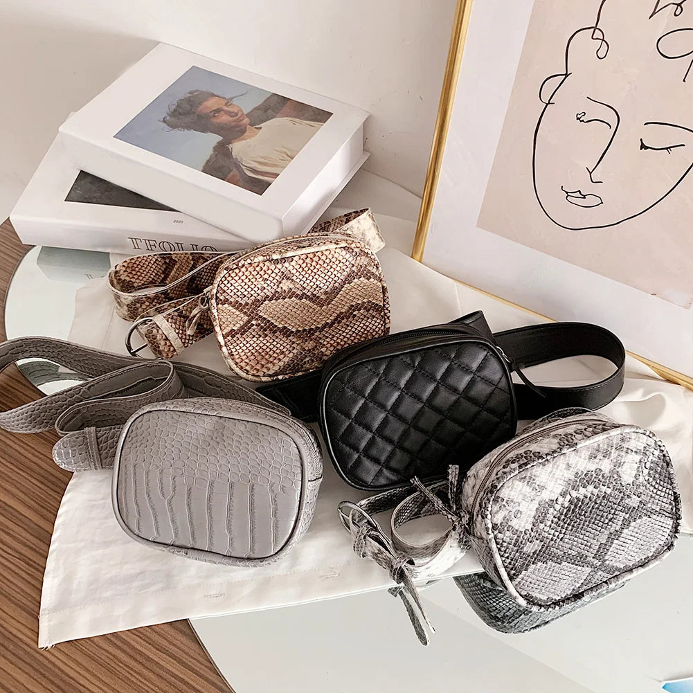 PU Leather Zipper Crossbody Chest Bag for Women