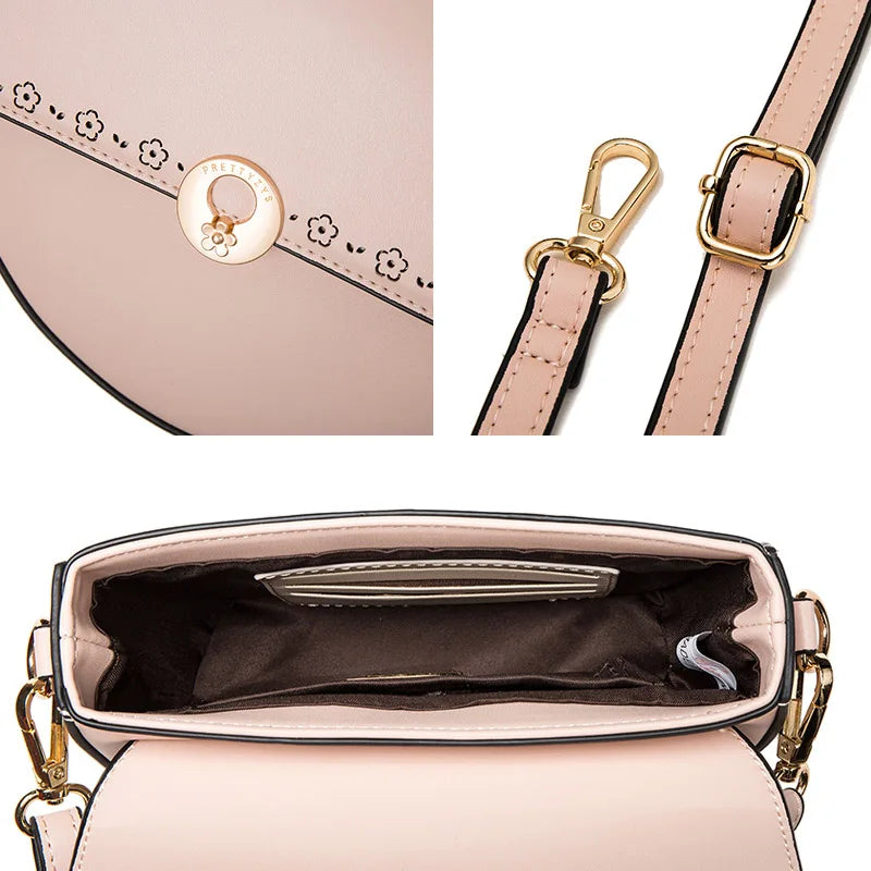 Flower Crossbody Bag PU Leather Handbag Shoulder Bag