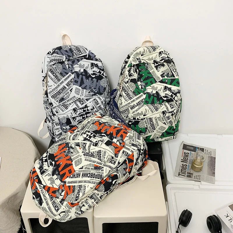 Letters Women Backpack Large Capacity Travel Bag Schoolbag for Teenage Girls
