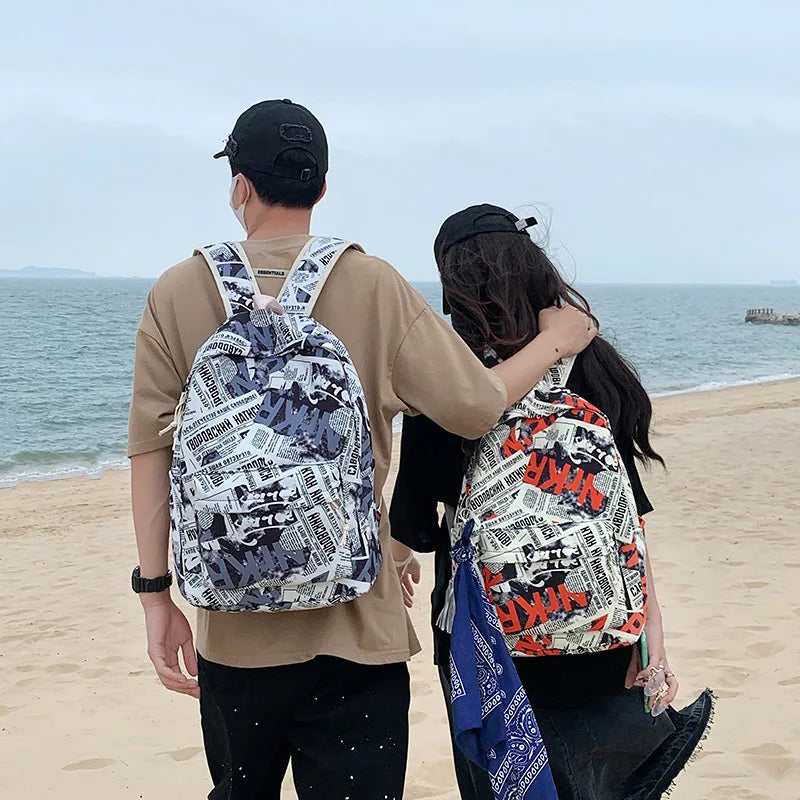 Letters Women Backpack Large Capacity Travel Bag Schoolbag for Teenage Girls