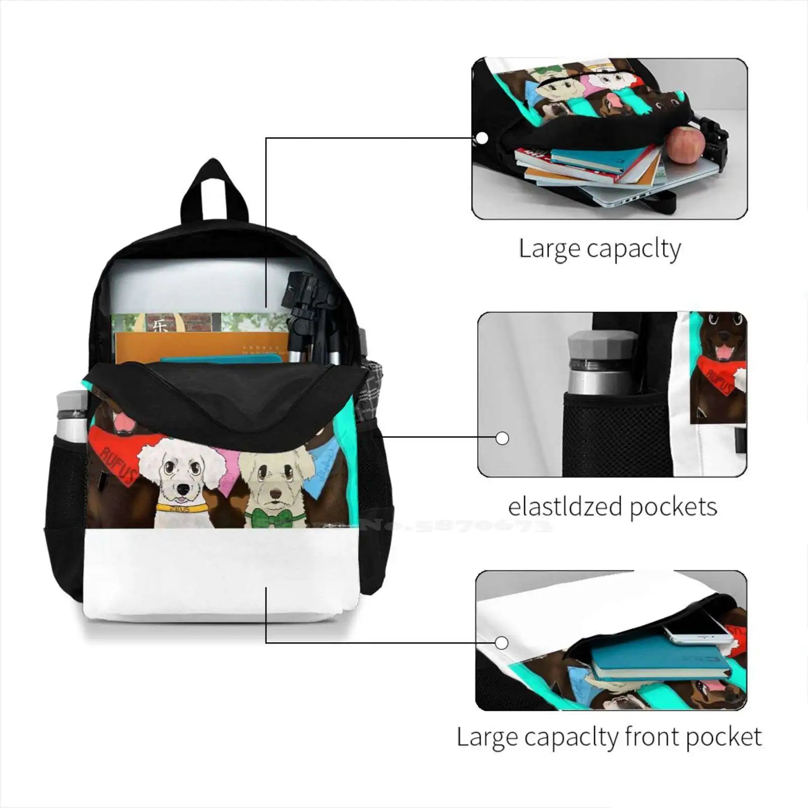 Prints Portraits Large Capacity Backpack Laptop Travel Bags