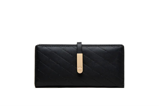 Women's Zipper Wallet with Buckle and Card Slots