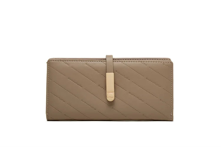 Women's Zipper Wallet with Buckle and Card Slots