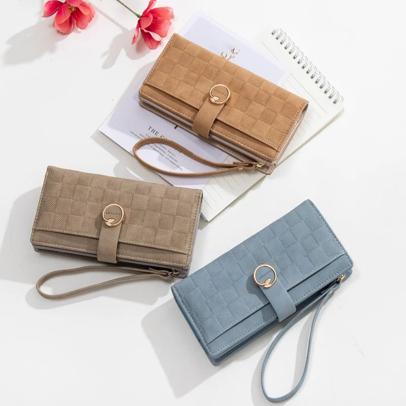 Pritty Women's Long Wallet Matte Buckle Zipper Handbag