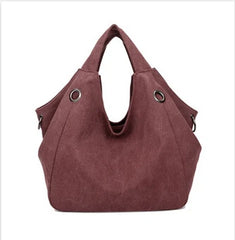 100% Cotton Women Solid Canvas Shoulder Bag Large Tote Bags