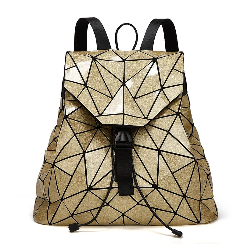Shinning Leather Geometric Backpack for Women