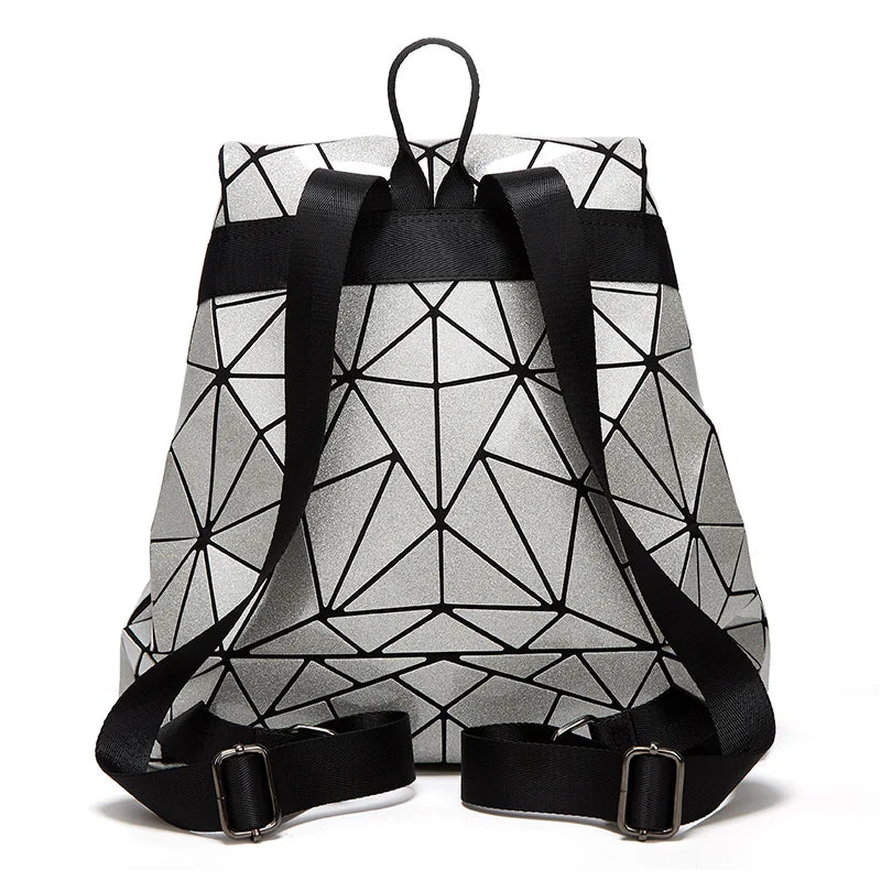 Shinning Leather Geometric Backpack for Women