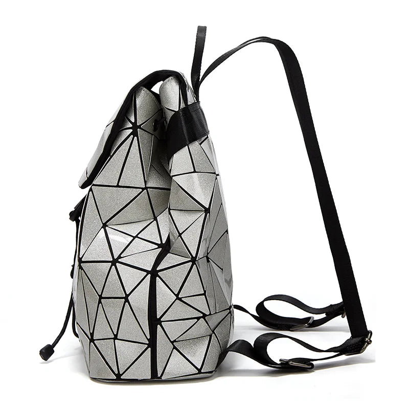 Shinning Leather Geometric Backpack for Women