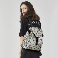 Shinning Leather Geometric Backpack for Women
