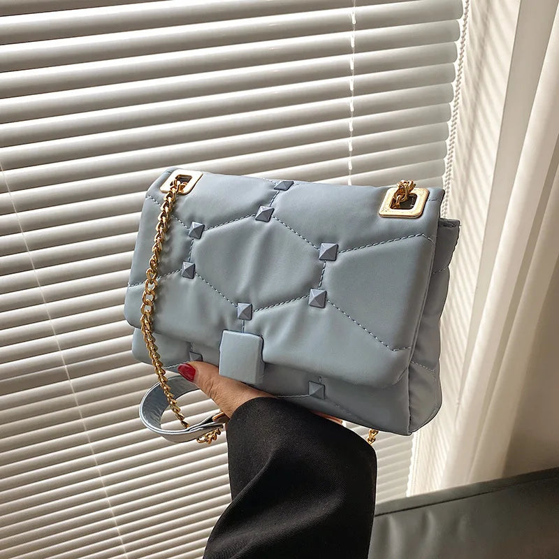 Solid PU Leather Square Shoulder Bag