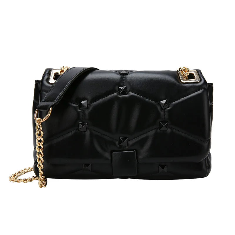 Solid PU Leather Square Shoulder Bag