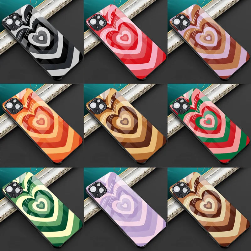 iPhone14pro max Protective Case - Love Glass Shockproof Cover