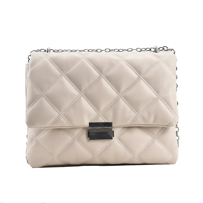 Embroidered Pu Leather Chain Crossbody Messenger Bag for Women