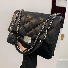 Embroidered Pu Leather Chain Crossbody Messenger Bag for Women