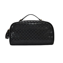 PU Leather Cosmetics Bag Women Make Up Clutch Woven Knitting Purse