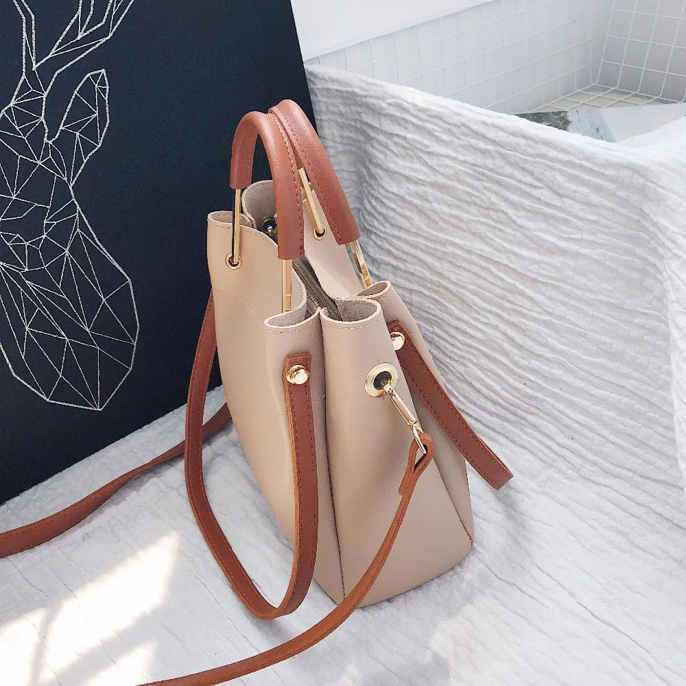 Women's Pu Leather Handbag Fashionable Tote Shoulder Bag
