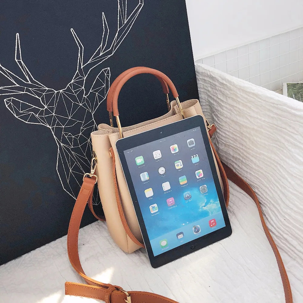 Women's Pu Leather Handbag Fashionable Tote Shoulder Bag