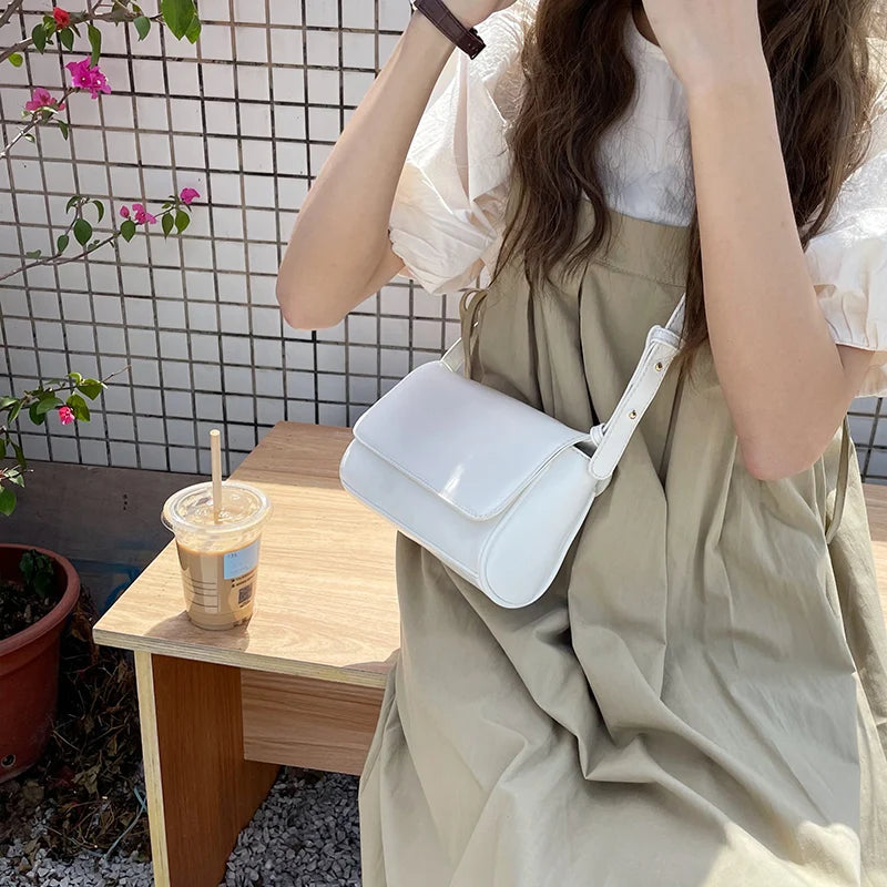 Vintage Women's Square Shoulder Bag Clutch Purse Solid Female Hasp Tote Handbags