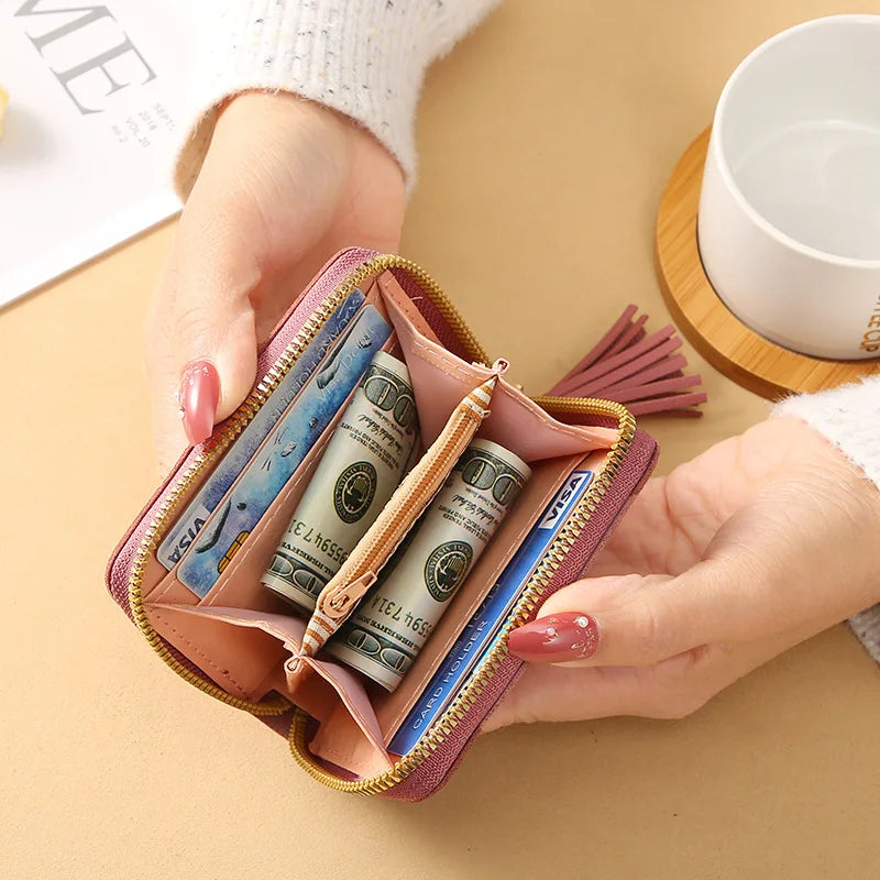 Short Ladies Wallet with Tassel Small Wallet