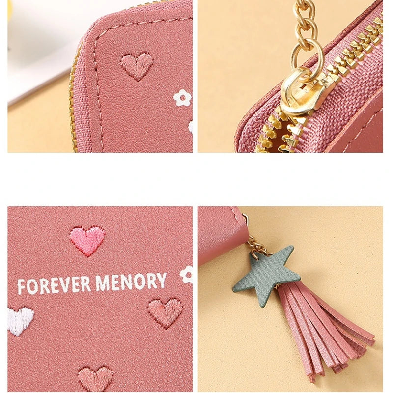 Short Ladies Wallet with Tassel Small Wallet