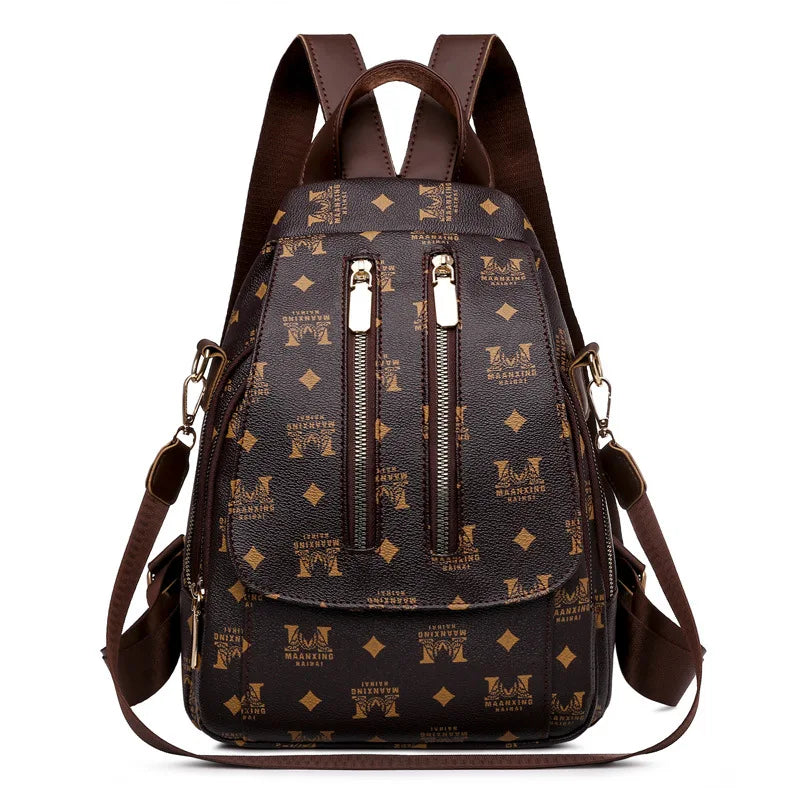 Women's PU Leather Rucksack Soft Leather Backpack Messenger Chest Bag