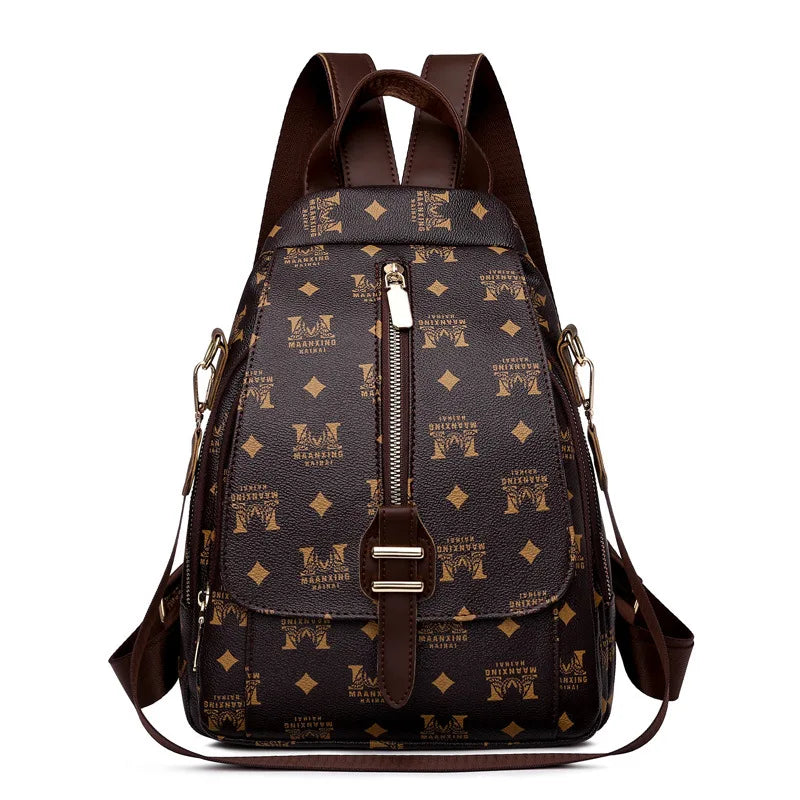 Women's PU Leather Rucksack Soft Leather Backpack Messenger Chest Bag