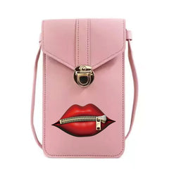 Print Mouth Mobile Phone Bag Wallet Touch Screen Handbag