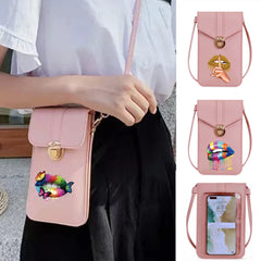 Print Mouth Mobile Phone Bag Wallet Touch Screen Handbag