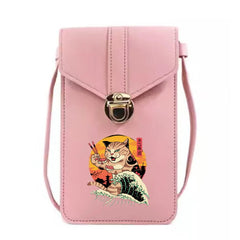 Cat Print Crossbody Bag with Touch Screen Phone Pocket