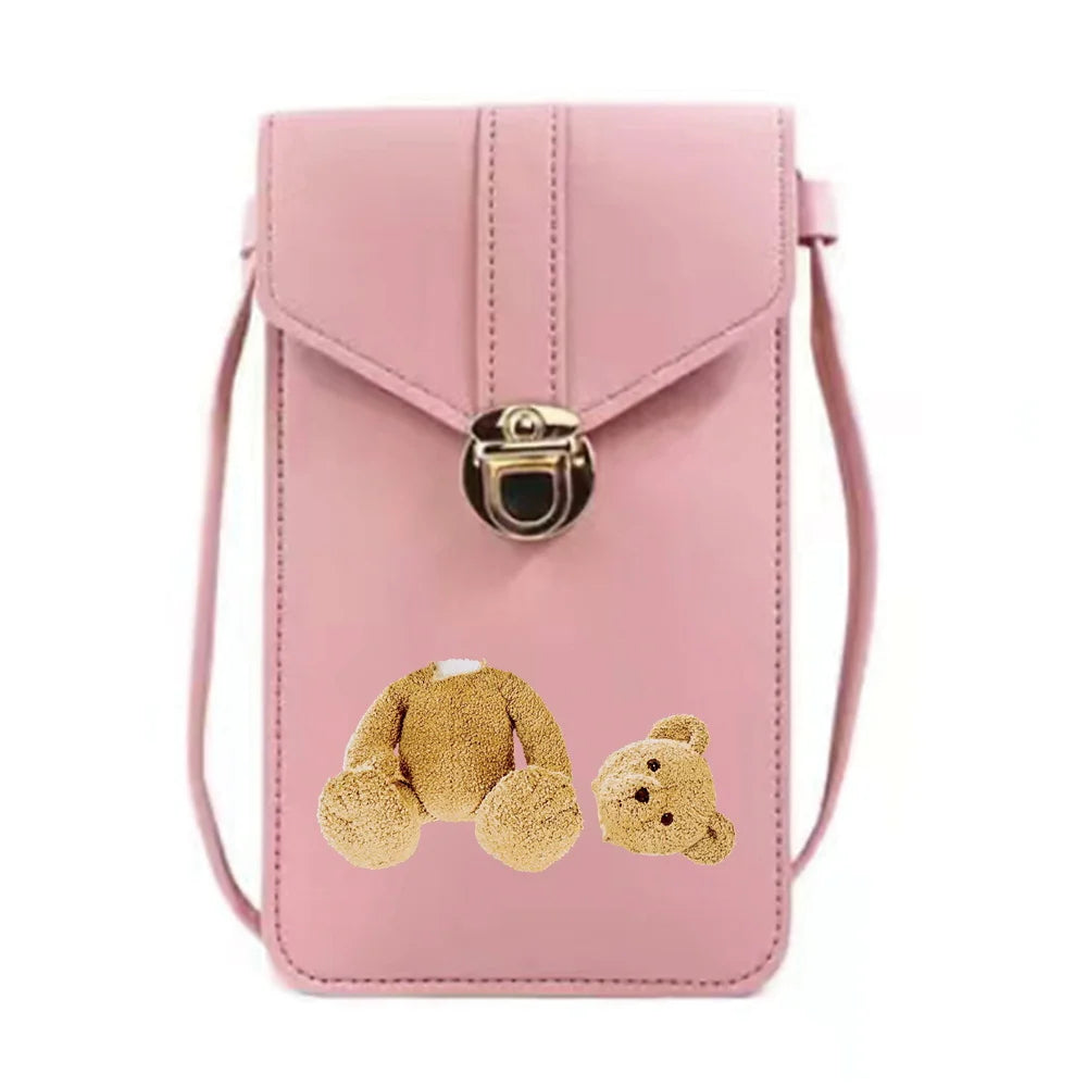 Bear Print Crossbody Bag with Touch Screen Cell Phone Pack