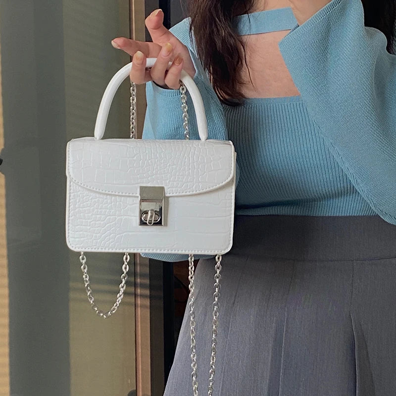 Crocodile Pattern Women Shoulder Bag Chain Top-handle Messenger Bag