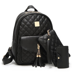 Women's Pu Travel Set Bag Backpack with Clutch Bags