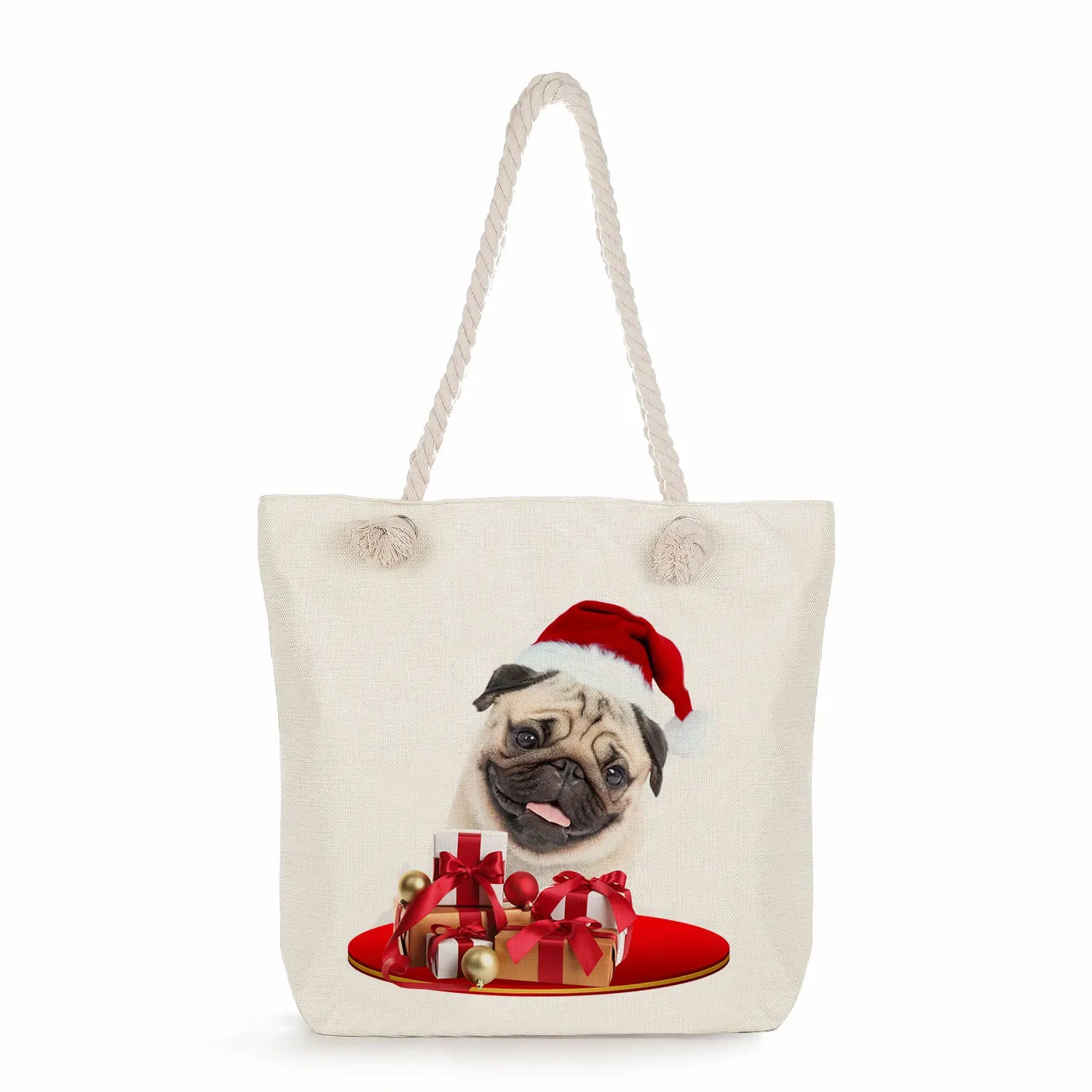 Pug Dog Print Shopping Bag Animal Graphic Grocery Tote Bags