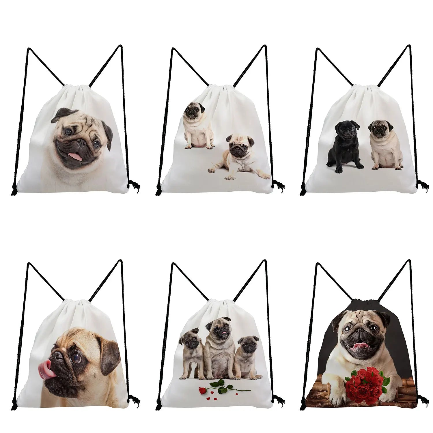 Pug Dog Printed Backpack for Students Travel
