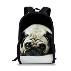 Pug Printing Kids School Bags Soft Children's Backpack