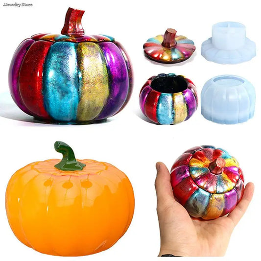 Halloween Pumpkin Jar with Lid Silicone Mold for DIY Crafts