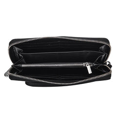 Punk Skull Head Leather Wallet Vintage Cowhide Long Clutch Bag