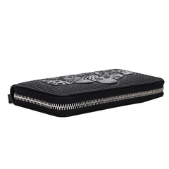 Punk Skull Head Leather Wallet Vintage Cowhide Long Clutch Bag