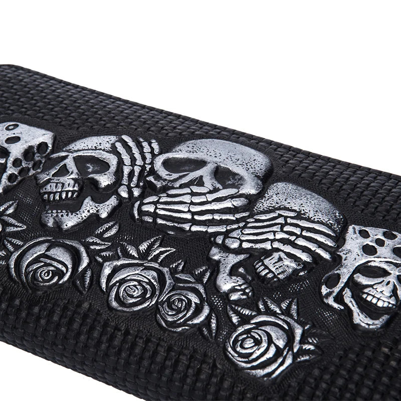 Punk Skull Head Leather Wallet Vintage Cowhide Long Clutch Bag