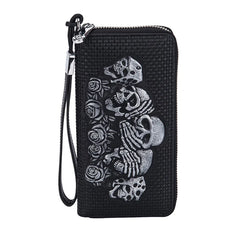 Punk Skull Head Leather Wallet Vintage Cowhide Long Clutch Bag